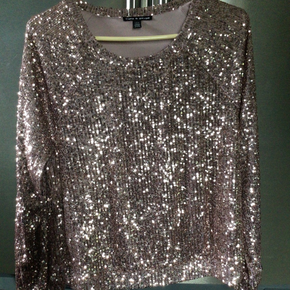 Mauve colored sequin top